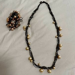 J crew Pearl necklace & bracelet set